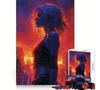 Puzzle da 1000 pezzi "Paesaggio notturno in città sotto la pioggia" per ragazzi, gioco di logica fine, facile da usare, bordi precisi, regalo per le festività (38x52cm)