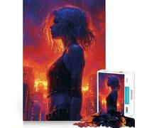 Puzzle da 1000 pezzi "Paesaggio notturno in città sotto la pioggia" per ragazzi, gioco di logica fine, facile da usare, bordi precisi, regalo per le festività (50x75cm)