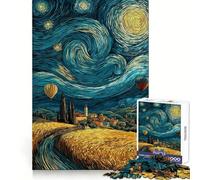 Puzzle da 1000 pezzi "Paesaggio notturno stellato con mongolfiere" per ragazzi, gioco per lo sviluppo delle capacità cognitive, design rilassante, assemblaggio, regalo premuroso 50x75cm