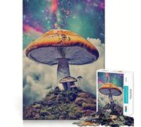 Puzzle da 1000 pezzi Paesaggio onirico di funghi per adulti, stimolante per la mente, ideale per momenti di relax e divertimento, con bordi precisi, (50x75cm)