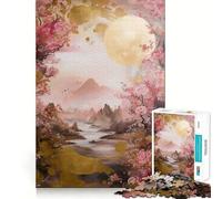 Puzzle da 1000 pezzi "Paesaggio onirico rosa e oro" per adolescenti, gioco di logica e rilassamento, con bordi sottili, oggetto da collezione (38x26cm)