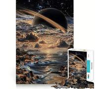 Puzzle da 1000 pezzi "Paesaggio planetario surreale con oceano e anelli" per adulti, gioco di logica e relax, taglio preciso, regalo prezioso 38x52cm