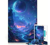 Puzzle da 1000 pezzi "Paesaggio spaziale al neon" per adulti, gioco di logica, ideale per rafforzare i legami familiari, con bordo premium e una piacevole sorpresa (38x26cm)
