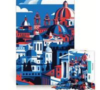 Puzzle da 1000 pezzi,paesaggio urbano ceruleo di Roma,taglio premium,gioco creativo per la mente,pace,divertimento,decorazione natalizia da parete (38x26cm)