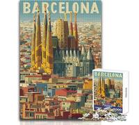 Puzzle da 1000 pezzi Paesaggio urbano di Barcellona con la Sagrada Familia Giocattolo Gioco intellettuale Attività per la famiglia Regalo per compleanni Dimensioni 38x26cm