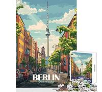 Puzzle da 1000 pezzi Paesaggio urbano di Berlino con torre della TV Giocattoli antistress Regalo per compleanni Gioco educativo con poster abbinato e foglio di quiz Dimensioni 50x75cm