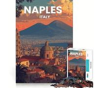 Puzzle da 1000 pezzi "Paesaggio urbano di Napoli con il Vesuvio" per ragazzi, un rompicapo rilassante e artistico, un regalo di alta qualità (38x52cm)