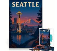 Puzzle da 1000 pezzi "Paesaggio urbano di Seattle al crepuscolo" per adolescenti Rafforza la memoria, calma e relax Bordo di qualità Regalo perfetto (50x75cm)