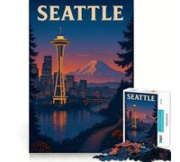 Puzzle da 1000 pezzi "Paesaggio urbano di Seattle al crepuscolo" per ragazzi, gioco di logica, gioco di gruppo, taglio di precisione, regalo pensato (38x26cm)