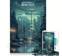 Puzzle da 1000 pezzi "Paesaggio urbano di Seattle" per adulti, ideale come regalo o gioco di logica Divertimento a ritmo lento, taglio preciso, regalo elegante (38x26cm)