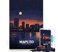 Puzzle da 1000 pezzi Paesaggio urbano notturno di Maputo,Mozambico Incastro perfetto Gioco creativo per il tempo libero e l'esposizione natalizia (38x52cm)