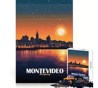 Puzzle da 1000 pezzi "Paesaggio urbano notturno di Montevideo,Uruguay" per adolescenti,ideale per stimolare la creatività,il tempo libero e la fuga dalla realtà Perfetto per le vacanze (38x52cm)