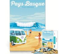 Puzzle da 1000 pezzi Paese Basco,Furgone da surf,Taglio preciso,Gioco divertente,Gioco di logica,Divertimento per rilassarsi,Decorazione natalizia per la casa (38x52cm)