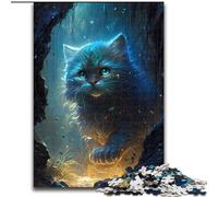 Puzzle da 1000 pezzi "Paese delle fate con gatto persiano" in legno per decorare la casa o l'ufficio,regalo di Natale ideale 50x75cm,decorazione artistica fai da te,regalo di compleanno perfetto