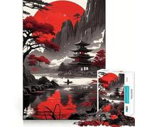 Puzzle da 1000 pezzi "Pagoda del Sole Rosso" per adulti, gioco di logica e divertimento, bordi lisci, decorazione da parete (38x52cm)
