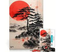 Puzzle da 1000 pezzi "Pagoda del Sole Rosso" per adulti, ideale per migliorare la memoria, per un divertimento rilassante e per un regalo di Natale con bordi affilati (38x26cm)