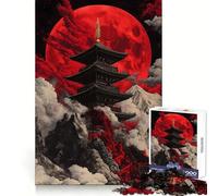 Puzzle da 1000 pezzi "Pagoda della Luna Rossa" per adolescenti, gioco di puzzle per allenare la mente, gioco di gruppo, arte da assemblare, regalo classico (38x52cm)