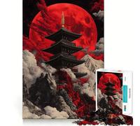 Puzzle da 1000 pezzi "Pagoda della Luna Rossa" per adolescenti, gioco di puzzle per allenare la mente, gioco di gruppo, arte da assemblare, regalo classico (38x52cm)