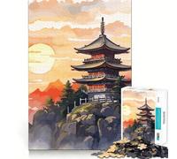 Puzzle da 1000 pezzi "Pagoda in cima alla roccia" per adulti, gioco di logica, divertente da giocare insieme, bordo premium, regalo elegante (38x52cm)