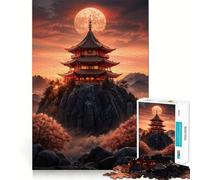 Puzzle da 1000 pezzi "Pagoda sulla cima di una montagna" per adulti, gioco intelligente da assemblare insieme, divertente idea regalo stagionale (50x75cm)