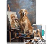 Puzzle da 1000 pezzi "Painting Golden Retriever" per adulti e adolescenti, giocattoli, giochi educativi, decorazione murale antistress, 38x26cm
