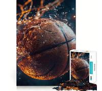 Puzzle da 1000 pezzi Pallacanestro attraverso la rete Scintille Taglio preciso Divertente Pensare Divertente Gioco Tempo lento Divertimento Natale Casa Arte (38x52cm)