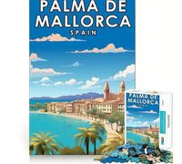 Puzzle da 1000 pezzi Palma di Maiorca Spagna Taglio preciso Sfida mentale Giocattolo per momenti di relax Divertimento Opera d'arte natalizia (38x26cm)