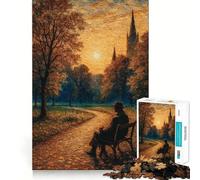 Puzzle da 1000 pezzi "Panchina del parco in contemplazione al tramonto" per adolescenti, giocattolo divertente e stimolante, con dettagli nitidi e rifiniti, da collezione (38x52cm)