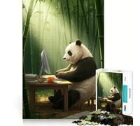 Puzzle da 1000 pezzi "Panda al lavoro nella foresta di bambù" per ragazzi, ideale per migliorare la memoria, rilassante e divertente, con un design elegante da assemblare (38x26cm)