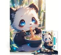 Puzzle da 1000 pezzi "Panda che mangia ramen" per adulti, sfida mentale, gioco rilassante, pezzo da collezione di alta qualità (38x26cm)