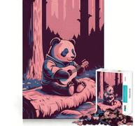 Puzzle da 1000 pezzi "Panda che suona la chitarra nella foresta" per ragazzi, gioco di logica e abilità, divertimento condiviso, ritaglio preciso, decorazione da parete (50x75cm)