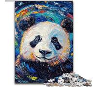 Puzzle da 1000 pezzi Panda cielo notturno in legno, idea regalo per le feste, opera d'arte umoristica, opera d'arte dettagliata 50x75cm, Natale o compleanni