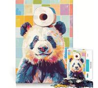 Puzzle da 1000 pezzi "Panda con carta igienica in testa" per ragazzi, gioco di intelletto, attività per rafforzare lo spirito di squadra, taglio di qualità, regalo memorabile (38x26cm)
