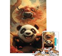 Puzzle da 1000 pezzi Panda Guerriero Samurai per compleanno Natale Decorazione perfetta Giocattolo fai da te Adatto a partire dai 14 anni (38x26cm)