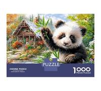 Puzzle da 1000 pezzi "Panda in Cottage", gioco educativo per adulti con panda nella giungla, decorazione accattivante, alta difficoltà, regalo di compleanno per uomini e donne, 38x26 cm/1000 pezzi.