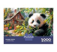 Puzzle da 1000 pezzi "Panda in giardino",simpatico panda tra le foglie, gioco educativo per adulti,decorazione per la casa, sfida ad alta difficoltà, 52x38 cm
