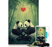 Puzzle da 1000 pezzi "Panda innamorati nella foresta di bambù" per adulti, gioco di logica stimolante, divertimento rilassante, bordi nitidi, regalo memorabile (50x75cm)