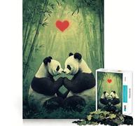 Puzzle da 1000 pezzi "Panda innamorati nella foresta di bambù" per ragazzi, ideale per migliorare la memoria, senza stress, con un design che stimola il cervello e un regalo speciale (38x52cm)