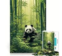 Puzzle da 1000 pezzi "Panda nella foresta di bambù" per adulti Un gioco divertente che stimola la memoria e permette di giocare insieme Con bordi precisi Regalo stagionale (38x52cm)