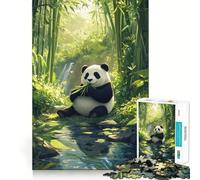 Puzzle da 1000 pezzi Panda nella foresta di bambù per ragazzi, puzzle di memoria, leggero, rilassante, immagine da assemblare, (38x26cm)