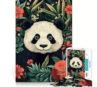 Puzzle da 1000 pezzi "Panda nella giungla fiorita" per adulti, ideale per migliorare la memoria, per momenti di relax e per un'esperienza di gioco rilassante Regalo di alta qualità (38x52cm)