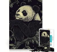 Puzzle da 1000 pezzi "Panda nella notte" per adulti, ideale come gioco rilassante e antistress, con bordi precisi e un regalo speciale (38x26cm)