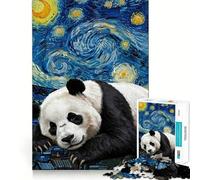 Puzzle da 1000 pezzi "Panda nella notte stellata" per adulti, gioco di logica stimolante, divertimento rilassante, bordi chiari, regalo memorabile (50x75cm)
