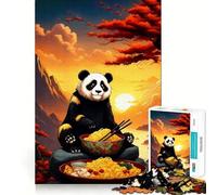 Puzzle da 1000 pezzi Panda Ramen Sunset per adulti, gioco di logica fine, divertente e silenzioso, bordi puliti, regalo memorabile (50x75cm)