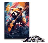 Puzzle da 1000 pezzi Panda rosso che suona la chitarra di Splatters Molti puzzle spessi e colorati per adulti Gioco educativo in legno 75x50 cm