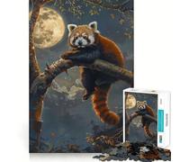 Puzzle da 1000 pezzi "Panda Rosso, Luna, Albero, Notte" per adulti e ragazzi, gioco di logica, casa, divertimento, taglio di qualità, regalo classico (50x75cm)