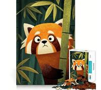 Puzzle da 1000 pezzi "Panda rosso nascosto nella foresta di bambù" per adulti, gioco di logica, passatempo per la casa, bordi puliti, regalo perfetto (50x75cm)