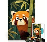 Puzzle da 1000 pezzi "Panda rosso nascosto nella foresta di bambù" per ragazzi, stimola la memoria, crea un'atmosfera tranquilla e rilassante, con taglio di alta qualità, un regalo perfetto (38x52cm)