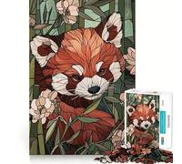 Puzzle da 1000 pezzi "Panda rosso nella foresta di bambù" per adulti e ragazzi, gioco di abilità, rilassante e divertente, con bordi precisi, ideale come regalo per le festività (50x75cm)