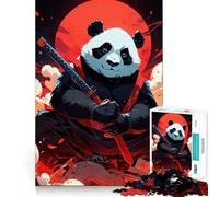 Puzzle da 1000 pezzi Panda Samurai Katana Luna Rossa per adulti e ragazzi, gioco di logica, relax, taglio di precisione, (50x75cm)